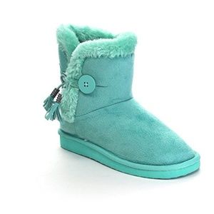 15K Girl's Button & Fringe Warm Winter Boots Mint